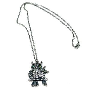 Vintage Chrystal Mom & Baby Owl Pendant Necklace